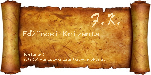 Fáncsi Krizanta névjegykártya